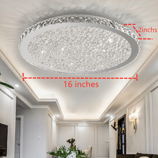 LOYALHEARTD 16" Modern Crystal Ceiling Light Pendant Lamp Luxury Embedded Installation Round LED Chandelier Raindrop Design