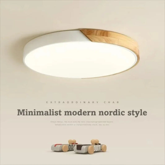 Nordic LED Ceiling Light Wooden Macaroon Circular Ceiling Lamp Modern Simple  Bedroom Balcony Study Home Decor Lighting