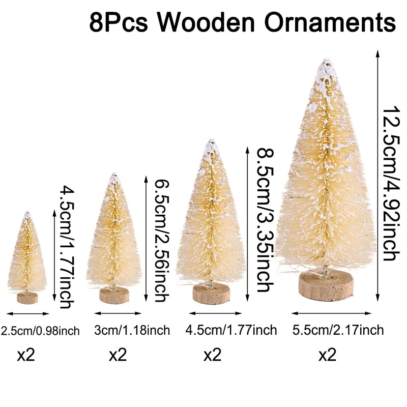 8/12pcs Mini Wooden Christmas Trees Artificial Christmas Tree for Xmas Tabletop Ornaments Christmas Decorations 2025 Navidad