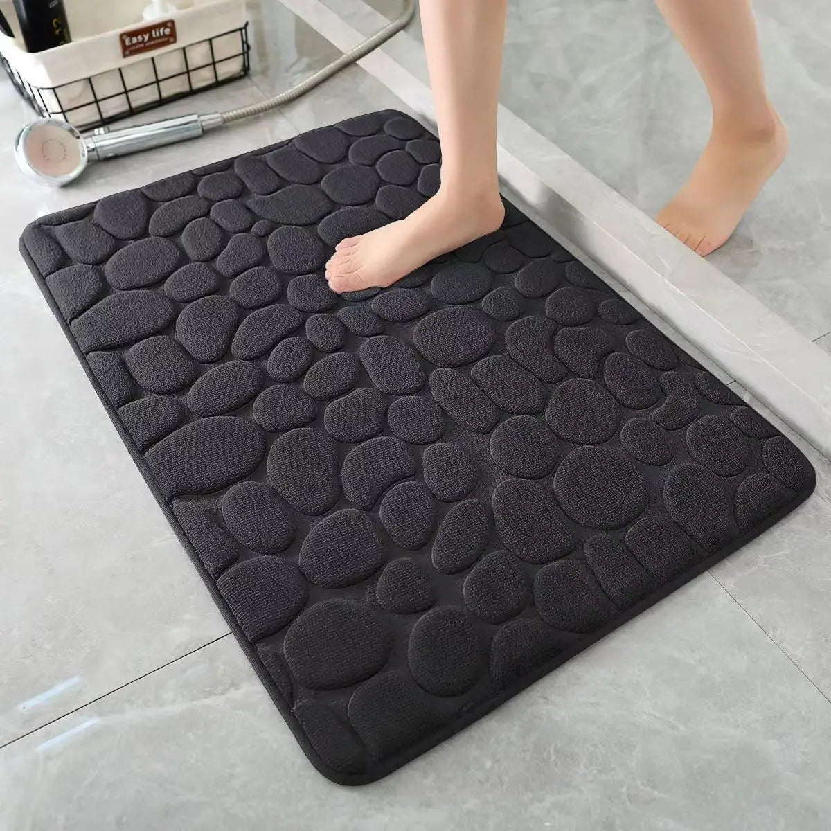 3D Non Slip Bathroom Mat Bath Mats Absorbent Doormat Carpet Cobblestone Embossed Door Floor Mat