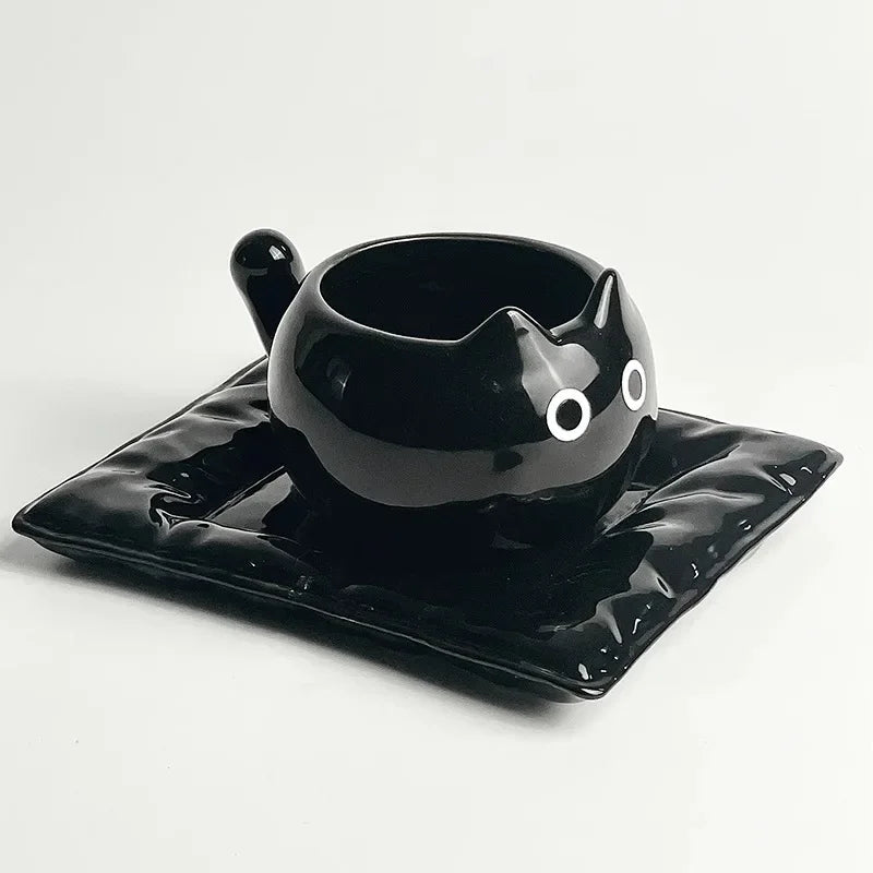 Cute Ceramic Cup Creative Siamese Cat Shaped Mug Coffee Household Drinking Utensil Funny Birthday Gift