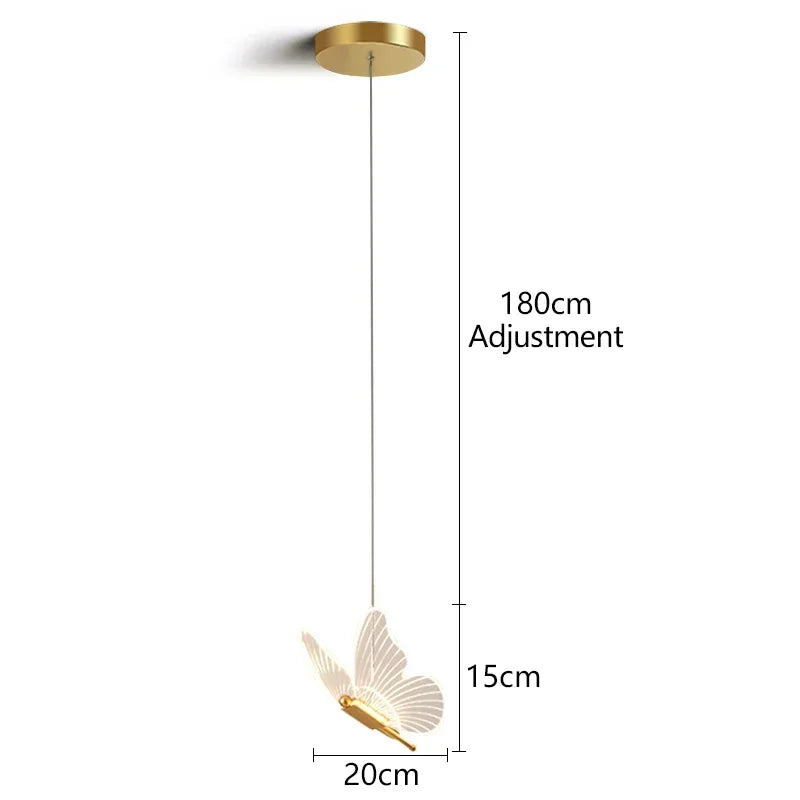 LED Modern 3-Head Butterfly Pendant Ceiling Light, Bedhead Indoor Living Room Dining Room Kitchen Decorative Lighting
