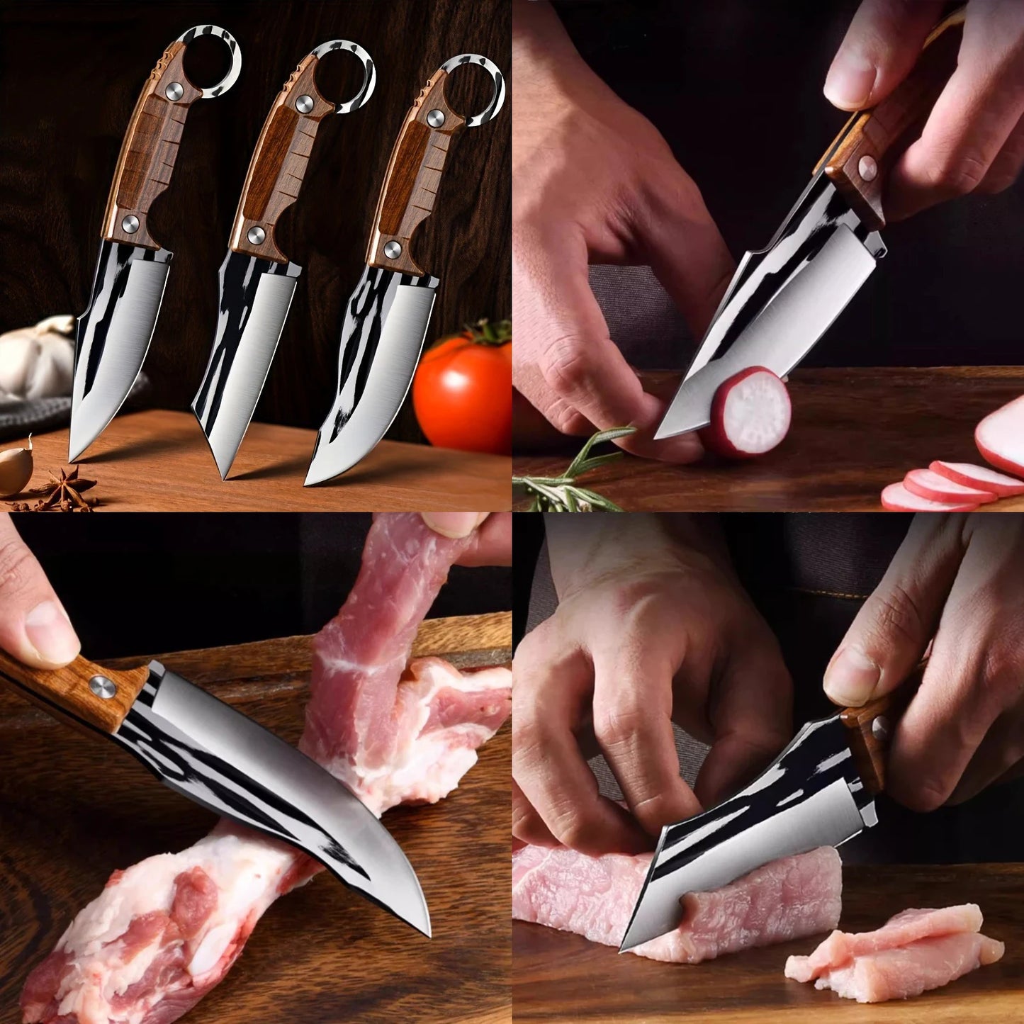 3pcs Multipurpose Knife Set, Outdoor Bone Removal Special Knife, Stainless Steel