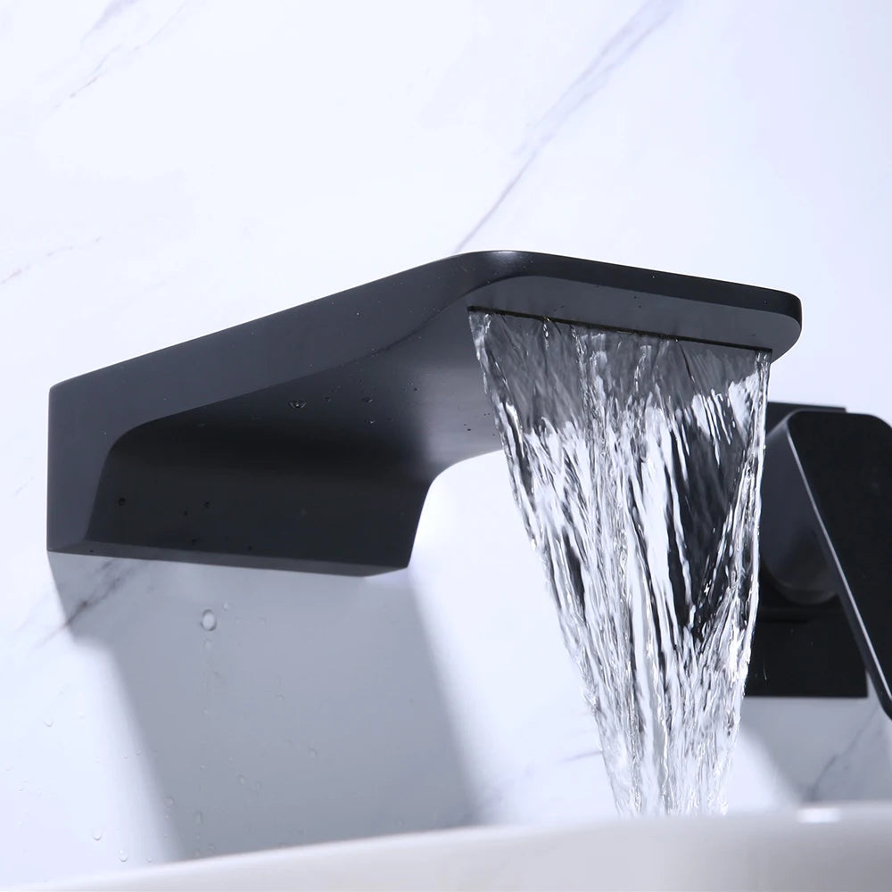 BAKALA Bright Chrome Bathroom Waterfall Basin Mixer Faucet Single Lever Wall Mounted Washing Basin
