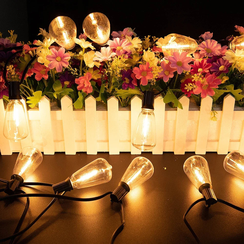 50FT Solar String Lights Waterproof with Remote ST38 LED Dimmable Globe Outdoor Lights for Patio Outdoor with 15/ 30 Lights