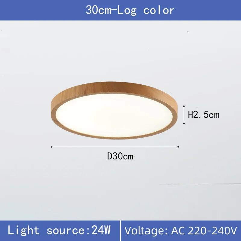 Modern LED Wood Grain Ceiling Lamp Circular Ultrathin Walnut wood Bedroom living room Restaurant Balcony Aisle Home Lights