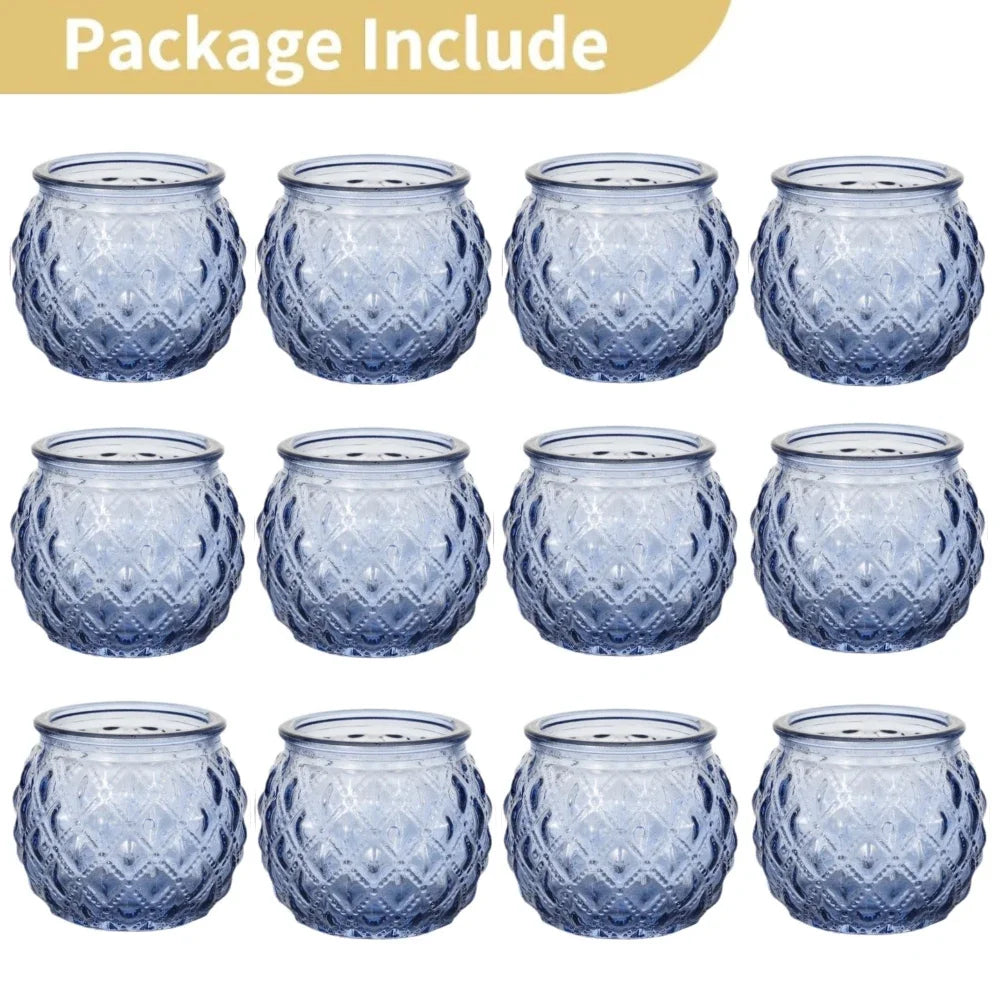 6/12Pcs Blue Votive Candle Holders Glass Candlestick for Party Decoration Tea Lights Candle Holders for Wedding Home Table Decor