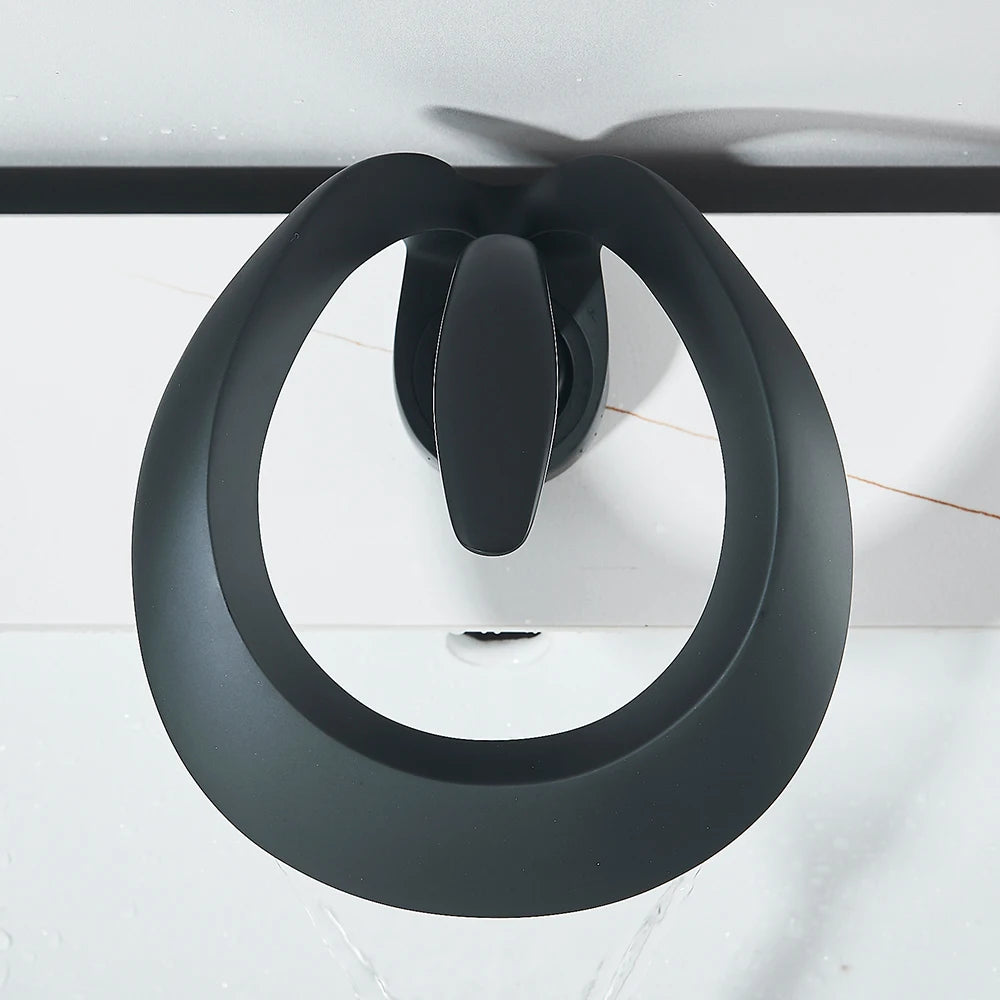 Solid Brass Waterfall Basin Faucet Single Handle Hot Cold Water Mixer Tap For Bathroom Sink