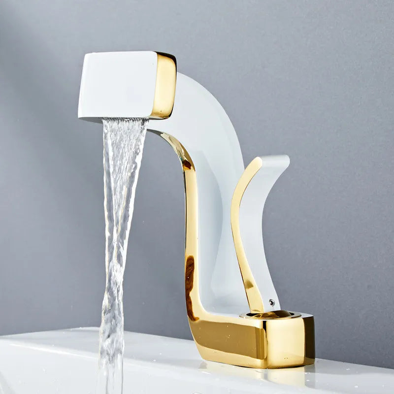 Bathroom Faucet Brass Gold White Bathroom Basin Faucet Cold And Hot Water Mixer Sink