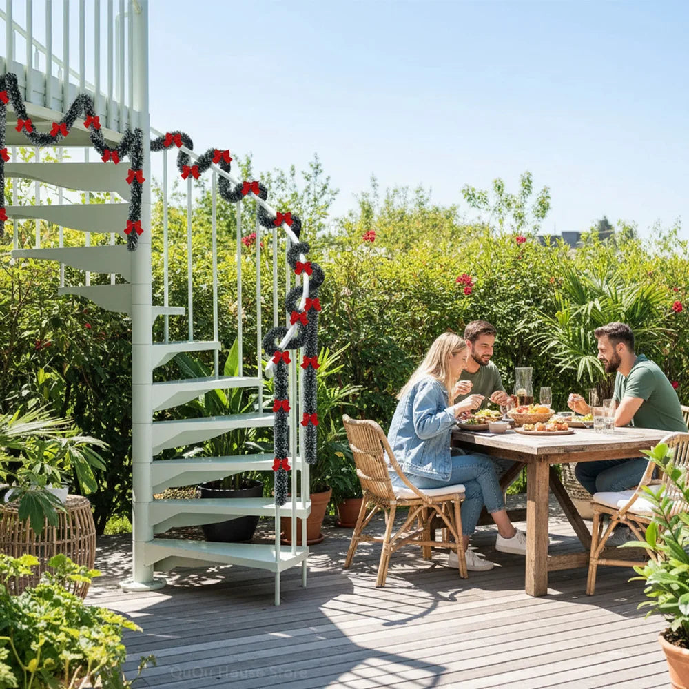 Christmas LED Rattan Garland Decoration, 2M Artificial Vine Wreath with Lights for Xmas Tree Ornaments, Home Party Wedding Decor