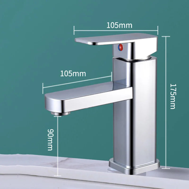 Black Stainless Steel Square Hot and Cold Dual-use Basin Faucet Home Kitchen Bathroom Cabinet Faucet