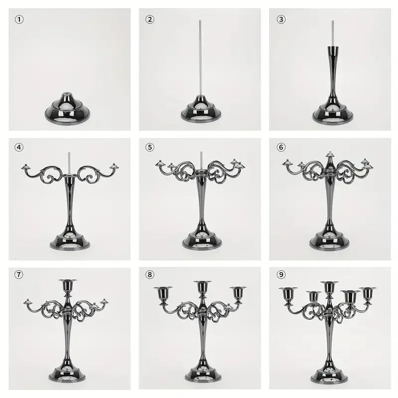 5 Arm Matte Black Candelabra Taper Candle Holders Decorations Indoor Kitchen Décor Table Candles Candlestick Candelabra Centerpi