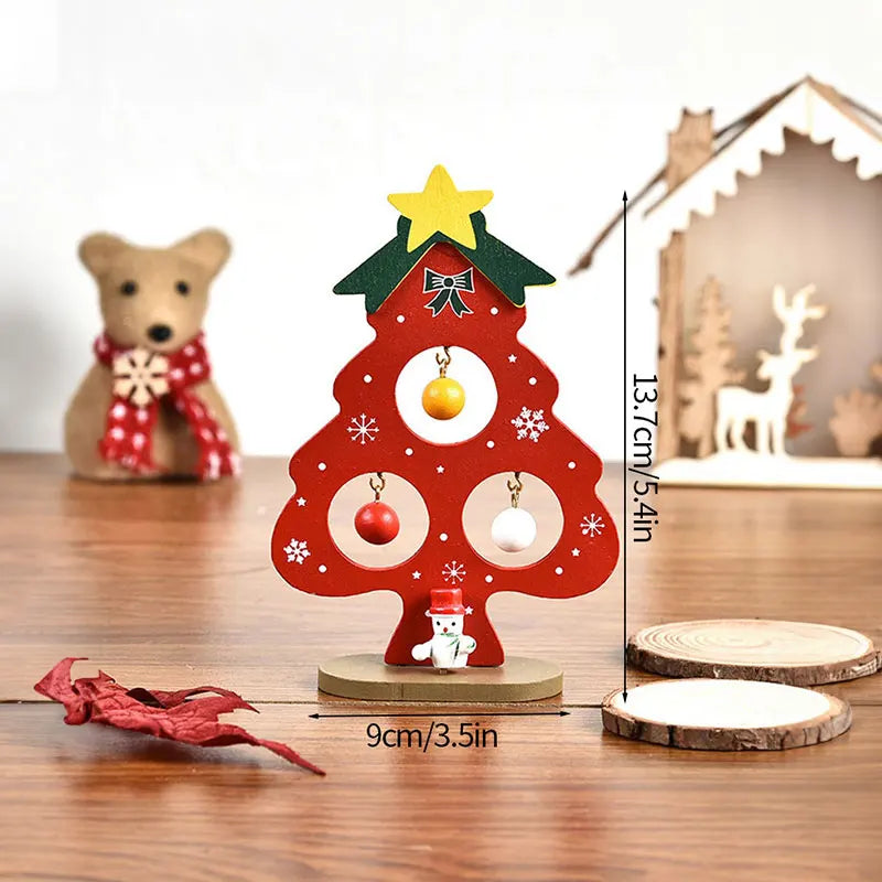 Wood Christmas Tree Decor 2026 Merry Christmas Party Decoration Office Desk Xmas Tree Ornament Xmas New Year Party Gifts Navidad
