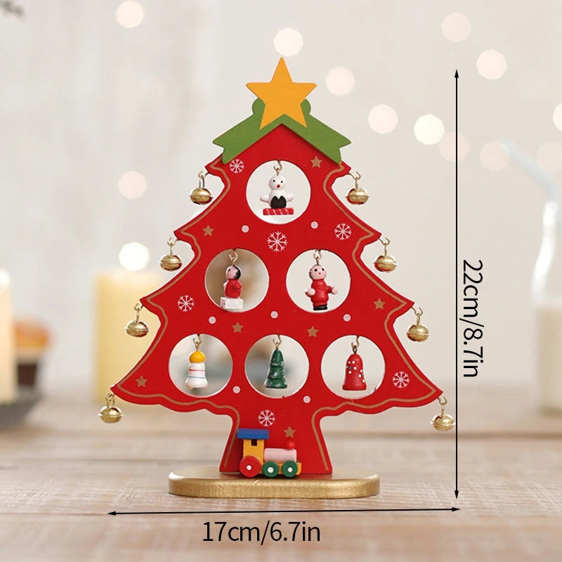Wood Christmas Tree Decor 2026 Merry Christmas Party Decoration Office Desk Xmas Tree Ornament Xmas New Year Party Gifts Navidad