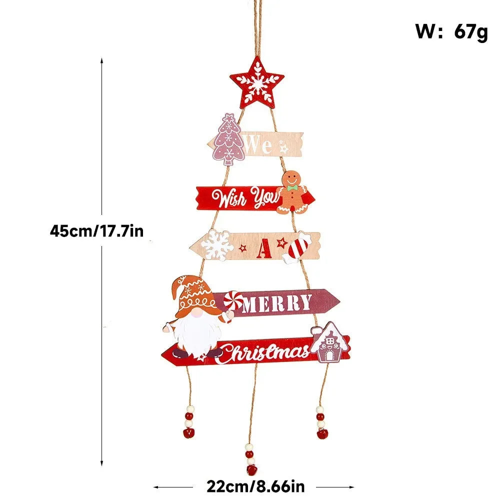 Christmas Hanging Pendant Wooden Crafts Xmas Tree Wall Ornament Natal Navidad Merry Christmas Decor 2025 Happy New Year 2026