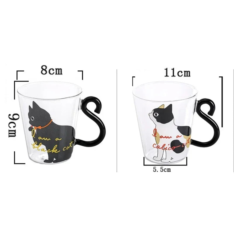 3D Cat Tail Coffee Mug 250ml High Borosilicate Heat-resistant Water Cup Household s