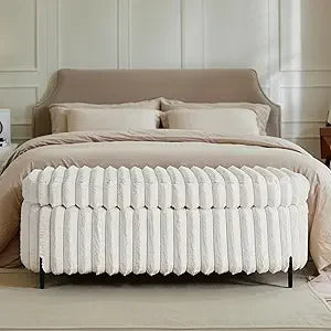 Aoiy & Wifon 49.2" W Storage Ottoman Bench, Upholstered End of Bed Storage Bench with Metal Legs for Bedroom