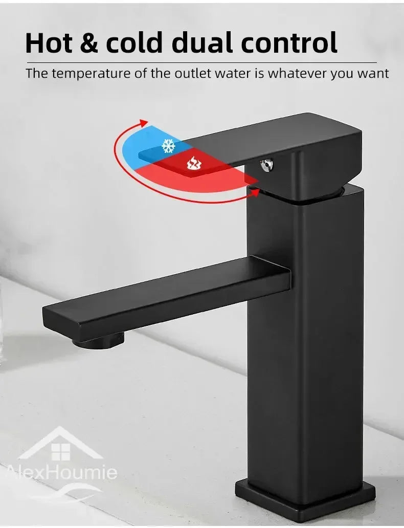 Bathroom Water Tap Washroom Faucet Deck Mounted Single Hole Single Handel Hot and Cold Water Mixer