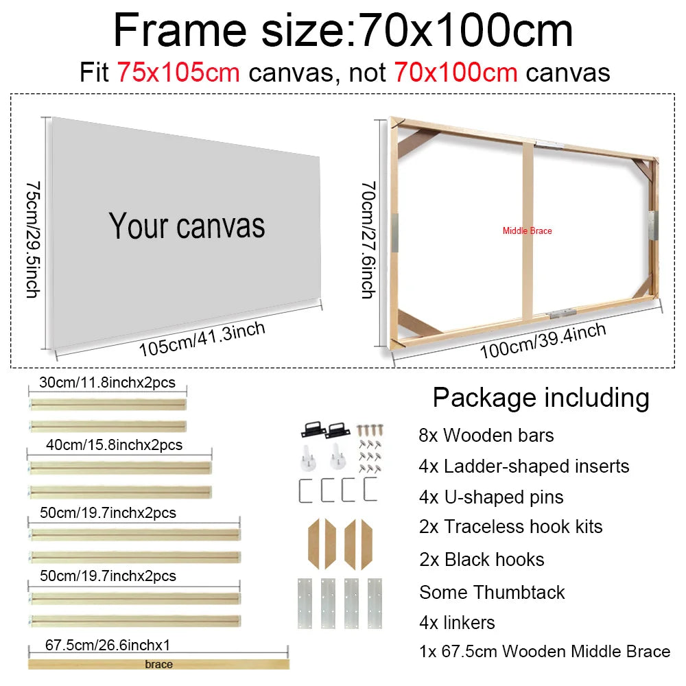 40x60 50x70 40x50cm Canvas Frame Wooden Frames Wooden Photo Oil Painting Canvas Diamond Painting Frames Canvas Wood Wall Frame