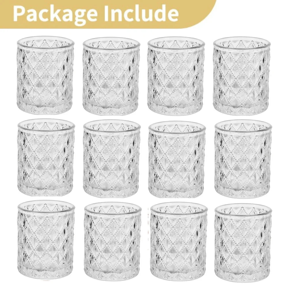 6/12Pcs Blue Votive Candle Holders Glass Candlestick for Party Decoration Tea Lights Candle Holders for Wedding Home Table Decor