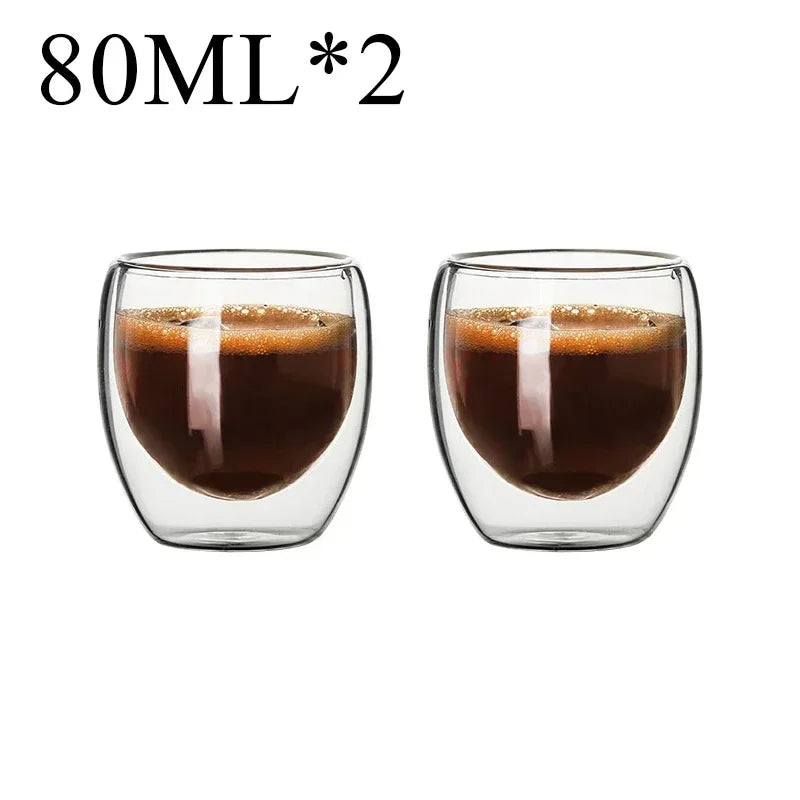 2-18PCS Double Wall High Borosilicate Glass Mug Heat Resistant Tea Milk Juice Coffee