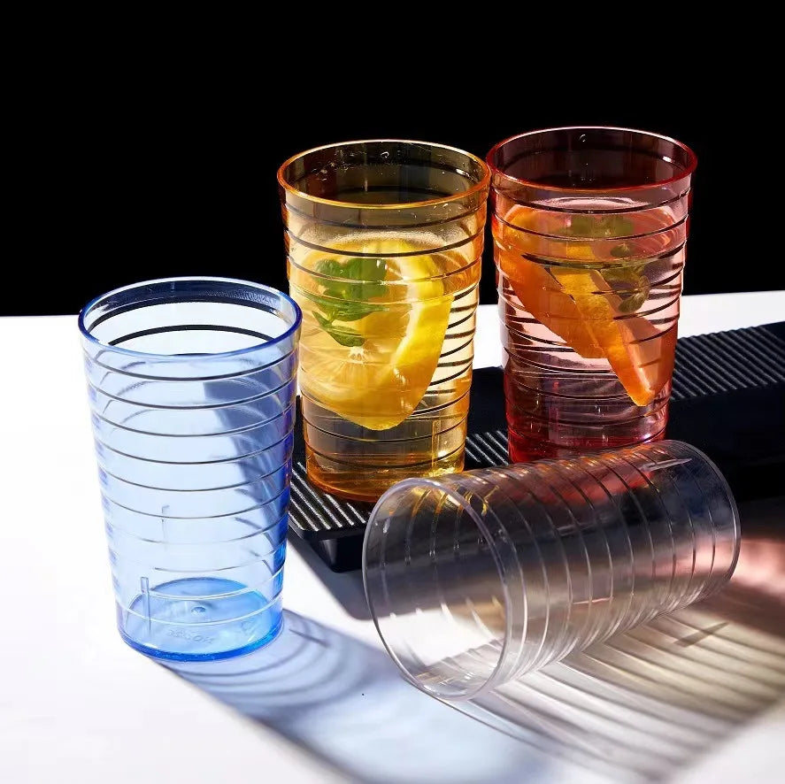 5pcs transparent plastic anti-fall cold water cup beverage cup water cup beer cup easy to carry