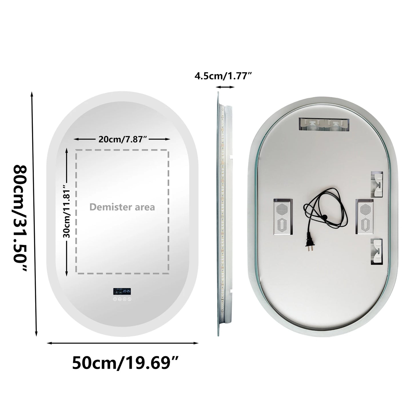LUVODI 20x32” Led Lighted Bluetooth Bathroom Mirror Backlit Illuminate Dimming Vanity Mirror with Time Date Display Anti-fog