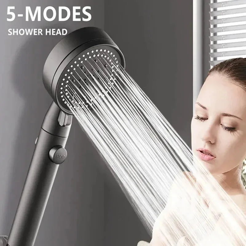 High Pressure Shower Head 5 Modes Adjustable Showerheads Bathroom Accessories with Hose Water Saving