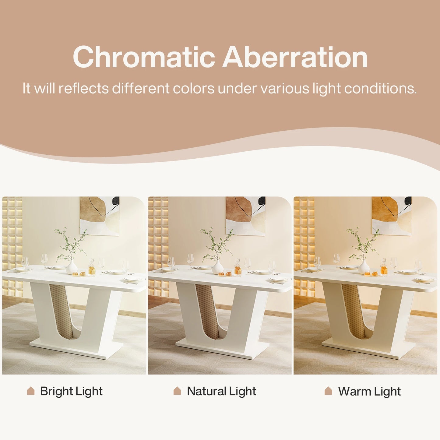 Tribesigns Modern Dining Table for 4-6 People, 55-Inch Rectangular Kitchen Table with U-Shaped Base, Dinner Table for Kitchen