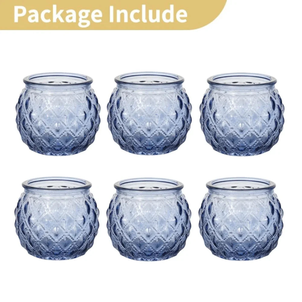 6/12Pcs Blue Votive Candle Holders Glass Candlestick for Party Decoration Tea Lights Candle Holders for Wedding Home Table Decor