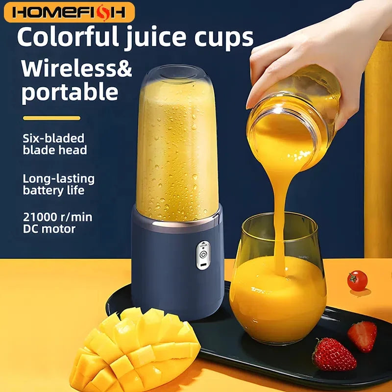 Portable Juicer Blender 400ml Electric Fruit Juicer USB Charging Cup Smoothie Blender Machine 2cups