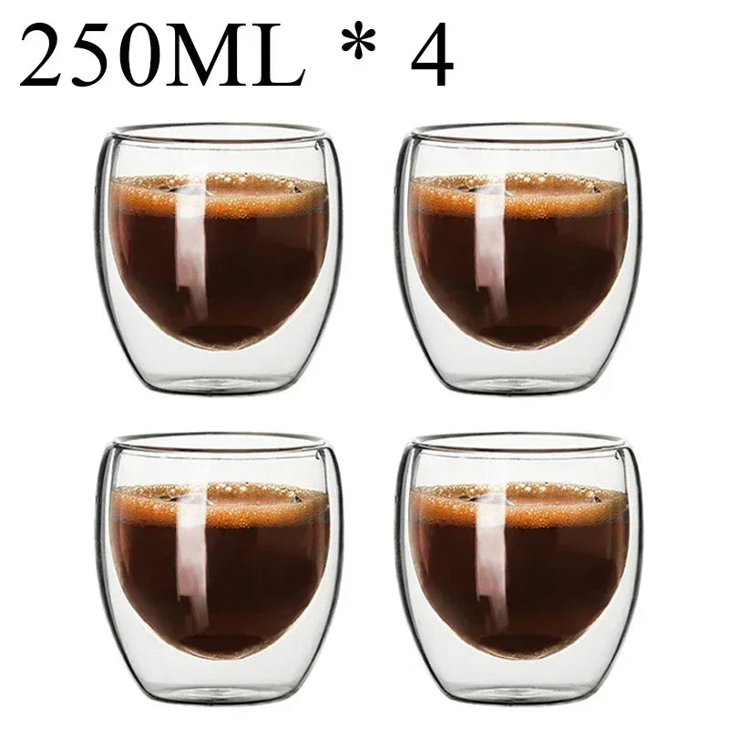 2-18PCS Double Wall High Borosilicate Glass Mug Heat Resistant Tea Milk Juice Coffee