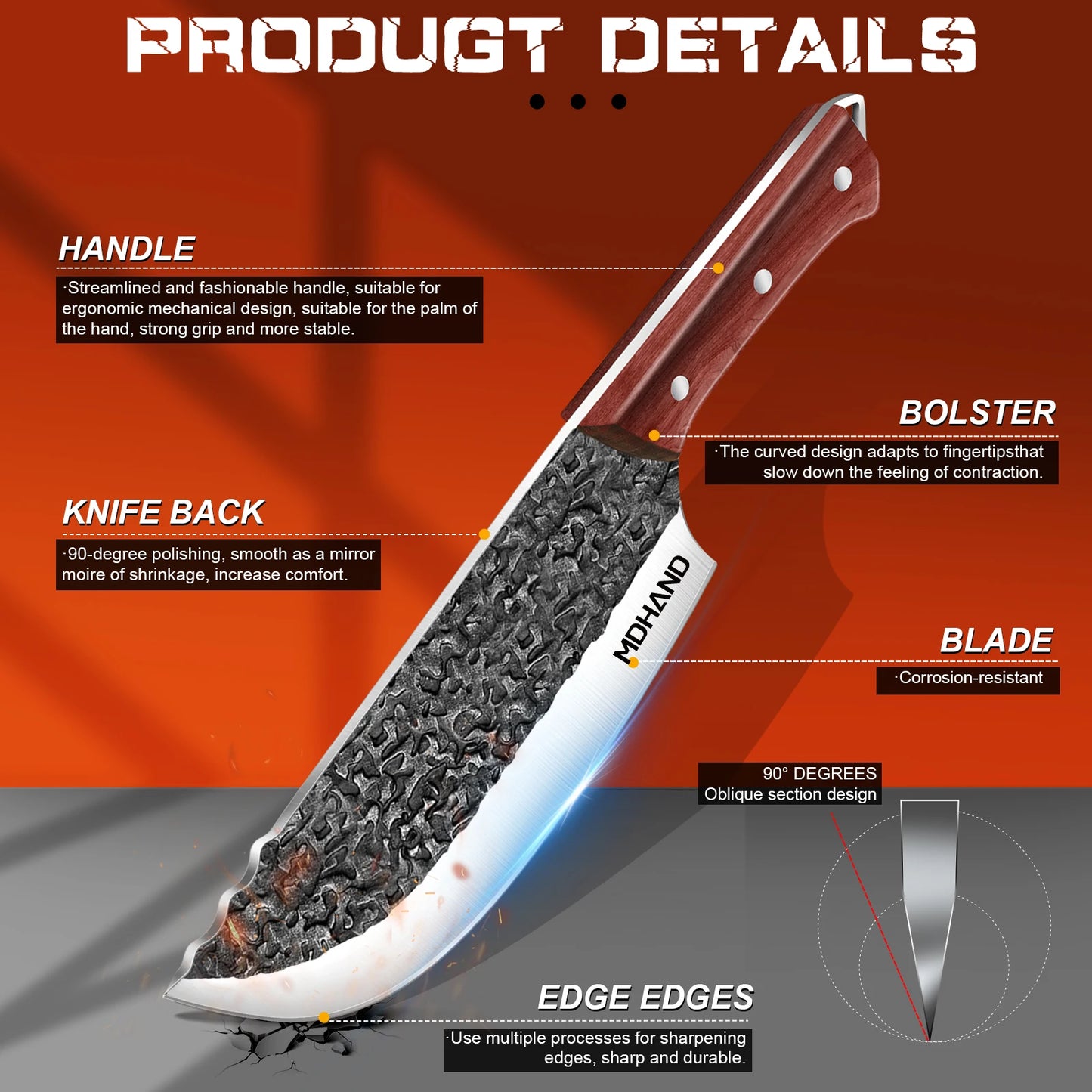 Cleaver Knife Stainless Steel Slicing Multi-purpose Kitchen Chef Knives