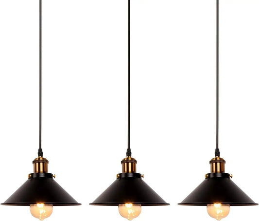Newrays 3 Pack Industrial Retro Black Iron Kitchen Restaurant Bar Balcony Hanging Pendant Light
