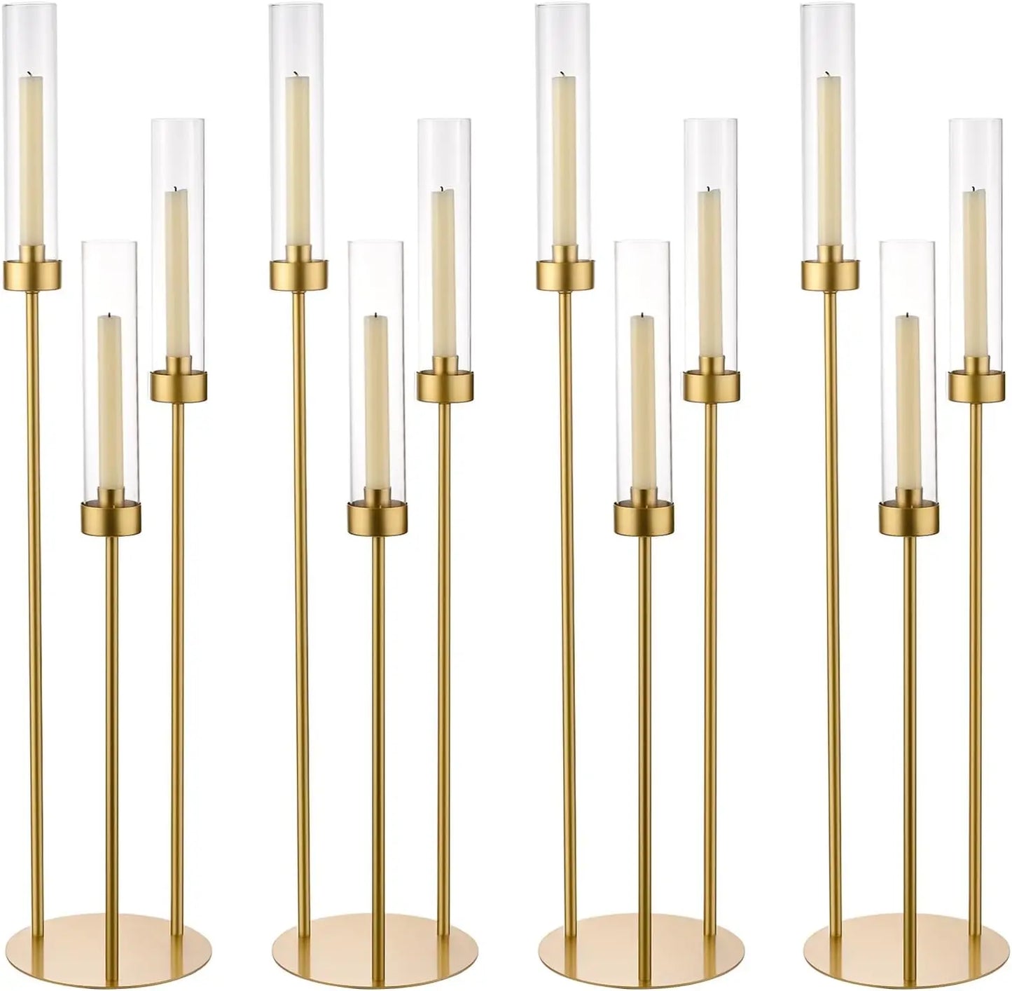 2/4/6/8/10pcs Gold Candelabra 3 Arm Candle Holders Centerpiece for Table Centerpiece Party Decorative Candlestick Holder