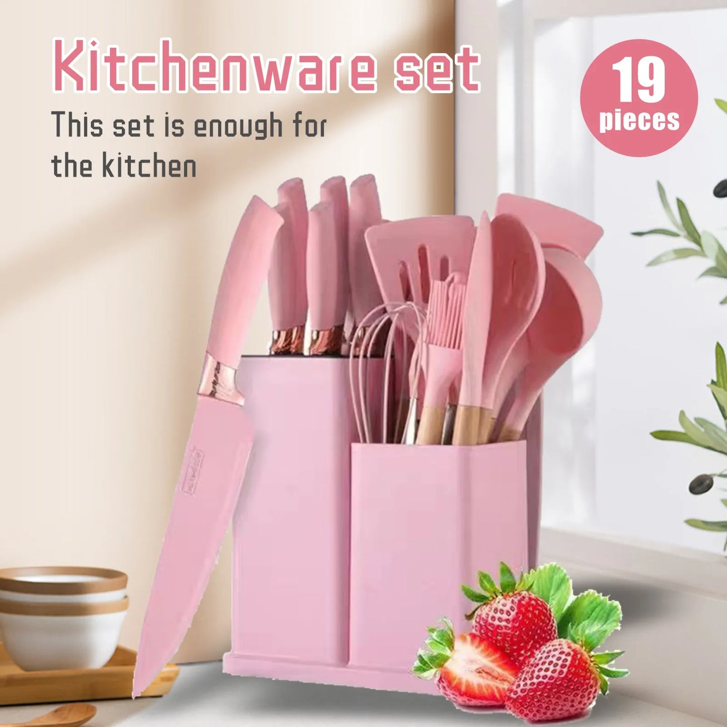 19 sets of kitchen knives with a knife holder, professional high carbon steel stainless steel