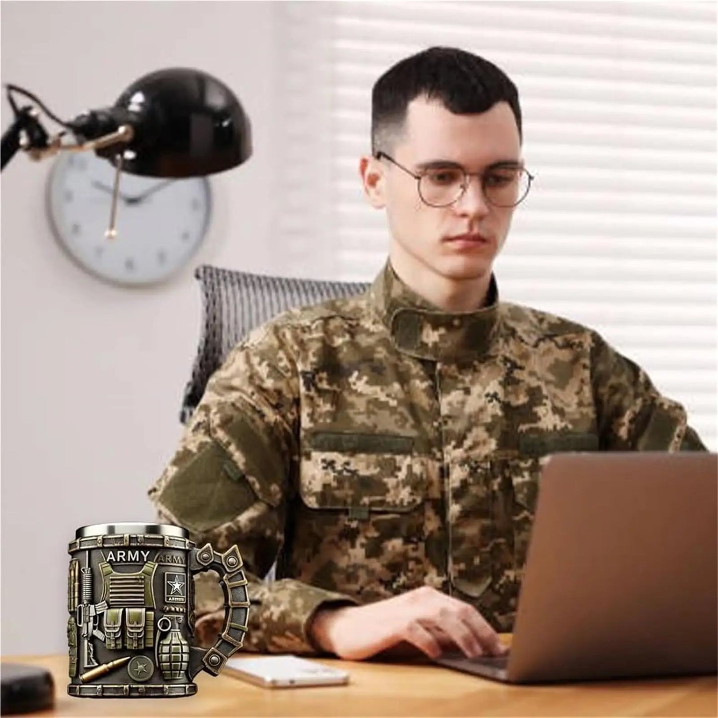 Military 3D Mug Beautiful Army Themed Creative Handmade Military Coffee Mug Gift for Veterans Kitchen Dining Drinkware