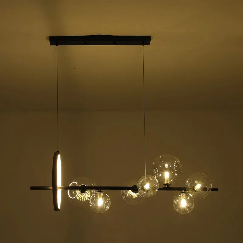 Nordic Long Led Ceiling Chandelier Glass Balls For Table Dining Room Kitchen Bar Hanging Lamp Home Decoration Indoor Lighting