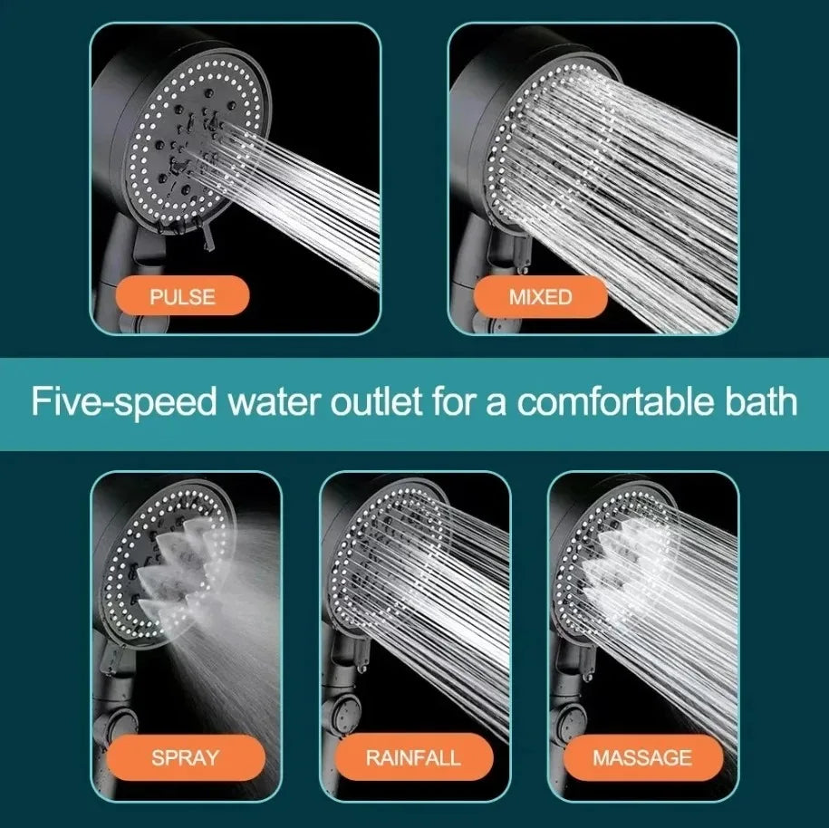 High Pressure Shower Head 5 Modes Adjustable Showerheads Bathroom Accessories with Hose Water Saving