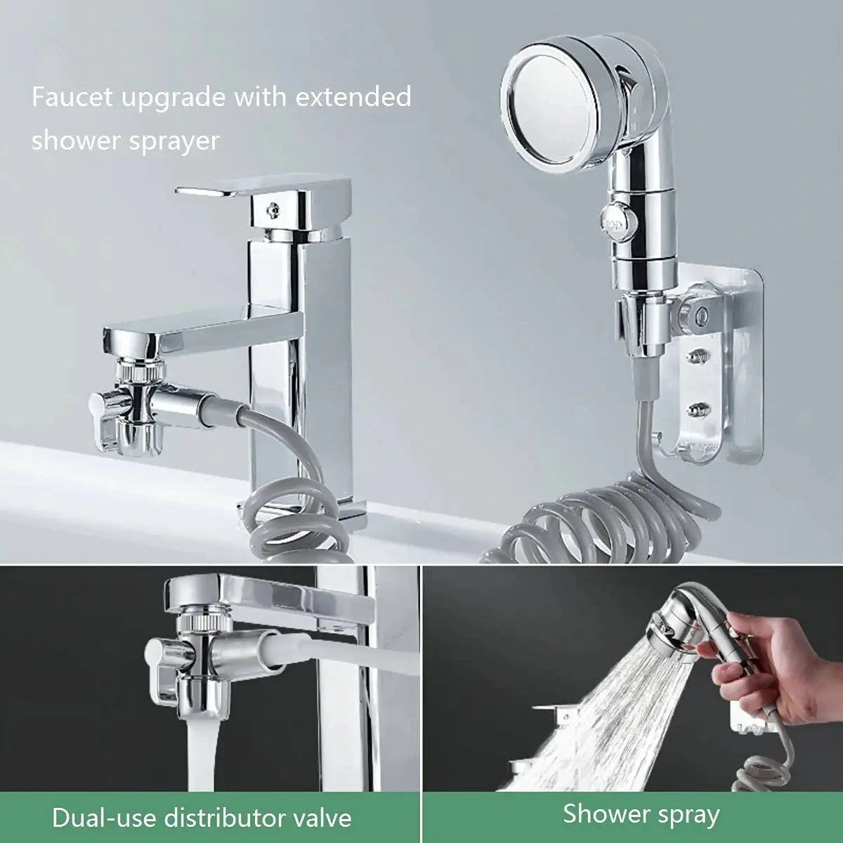 3 Mode Bidet Faucet External Shower Head Bathroom Kitchen Basin Tap Adapter Splitter Set Water Diversion Shower for Beauty Salon