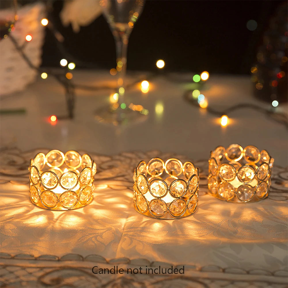 24PCS Crystal Gold Votives Candle Holder Elegant Decorative Tealight Candle Holders for Weddings Parties Chirstmas Gifts
