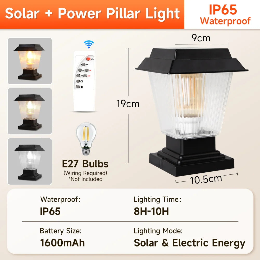 Outdoor Lighting Solar Garden Lights Installable Bulb Exterior Decoration Solar Lights for Patio Path Fence Sunlight Pillar Lamp