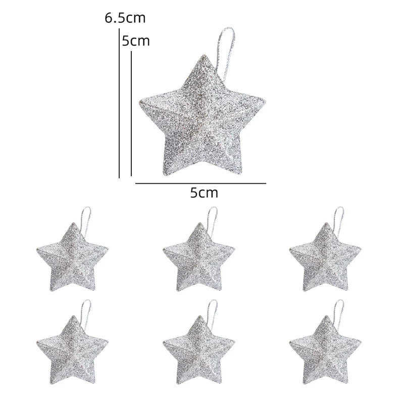 Gold Glitter Star Ornaments Christmas Tree Hanging Pendant 2025 Christmas Decorations for Home Navidad New Year Party DIY Gift