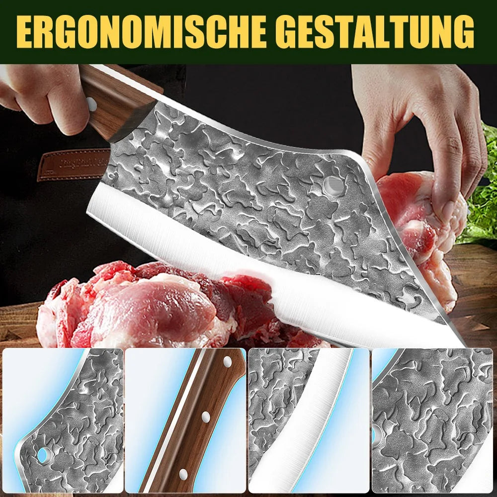 7Inch Hand Forged Blade Kitchen Butcher Knife Stainless Steel Sharp Knife for Chicken and Beef
