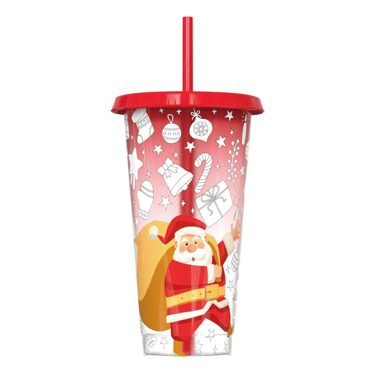 Christmas Color Changing Cups With Lids and Straws Bulk, Christmas Cups Include Spill Resistant Straw Water Iced Coffee or Tea