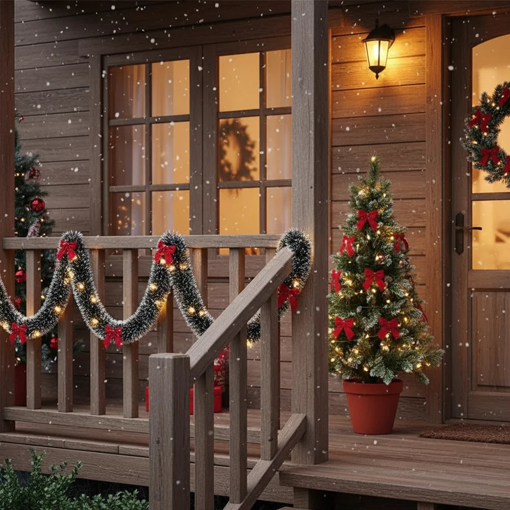 Christmas LED Rattan Garland Decoration, 2M Artificial Vine Wreath with Lights for Xmas Tree Ornaments, Home Party Wedding Decor