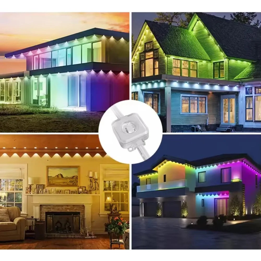 300ft Permanent Outdoor Lights Eaves Lights IP67 Waterproof Light String with App Remote Control Music Sync for House Roof Decor