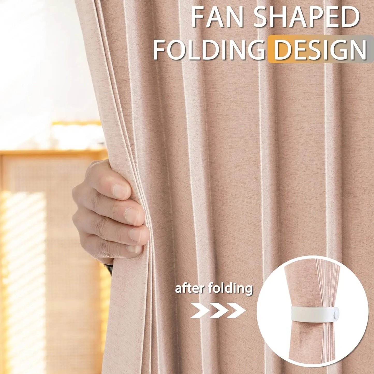 Magnetic Folding Shower Curtain，Waterproof & Space-Saving Design with Hooks, Thick Fabric in 6 Colors