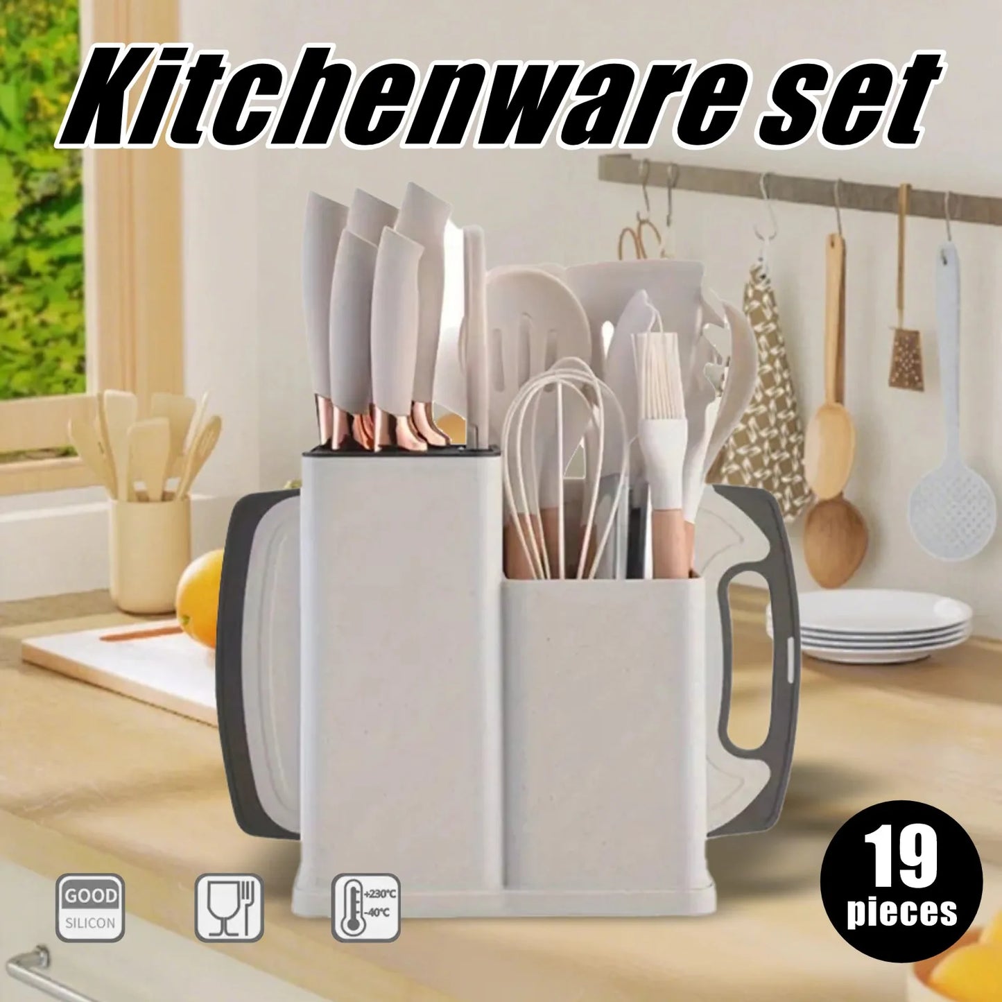 19 sets of kitchen knives with a knife holder, professional high carbon steel stainless steel