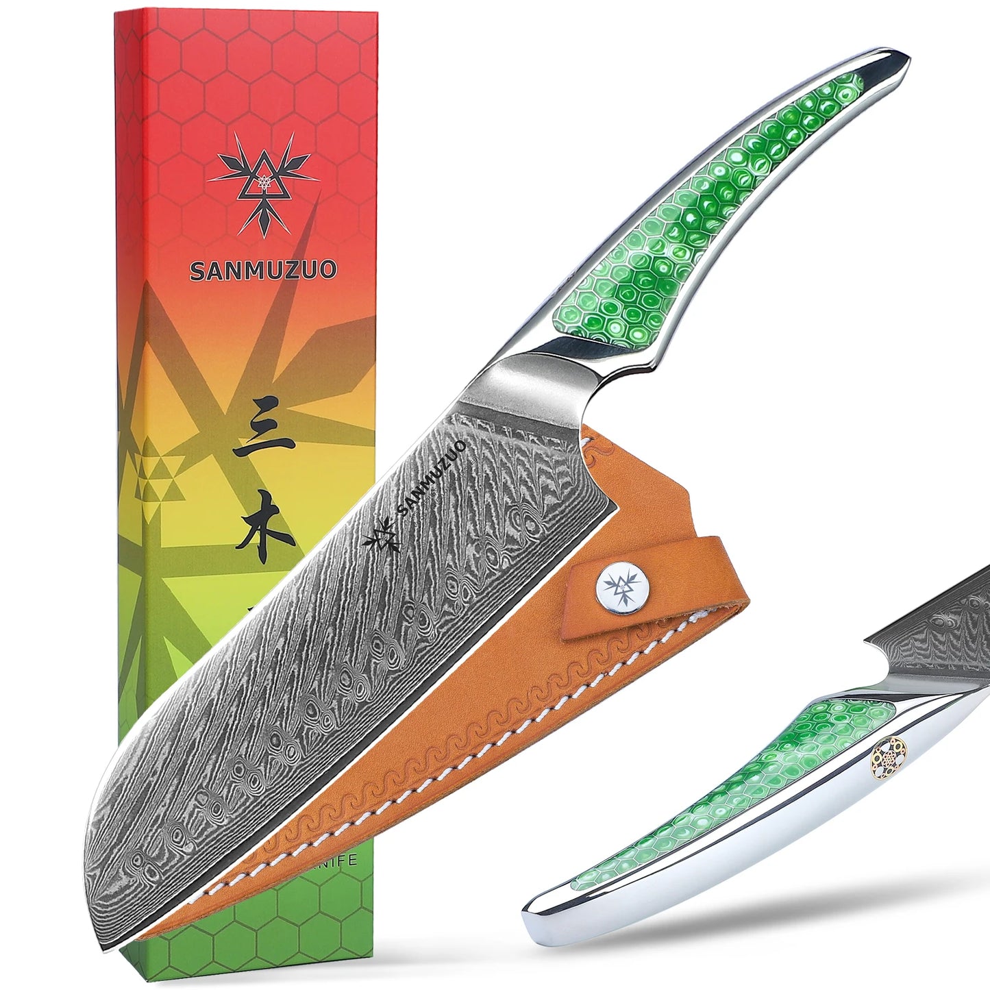 SANMUZUO 7 inch Santoku Knife -Damascus Steel Kitchen Knife,